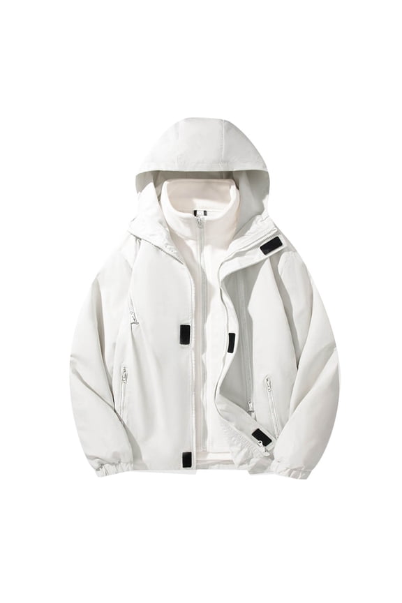 Waterproof Jacket Mens,3 in 1 Windproof Softshell Jackets,Hooded Long Sleeved Zipper Removable Inner Liner Coats Fall Winter Lightweight Breathable Outwear for Outdoor Hiking Climbing
