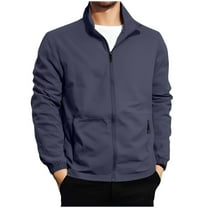 Waterproof Jacket Qiggri Men's Casual Solid Color Long Sleeve Stand-Up Collar Zipper Pocket Jacket