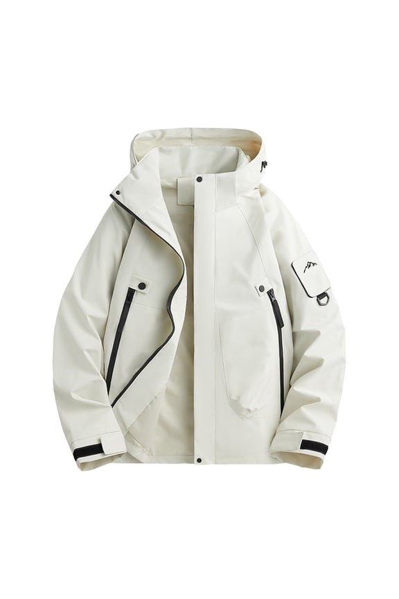 Waterproof Jacket Qiggri Men's Solid Color Outdoor Climb Sport Run Pocket Zipper Long Sleeved Hooded Jacket