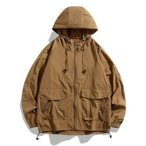 Waterproof Jacket Qiggri Men's Sunscreen Long Sleeved Hooded Lightweight Breathable Jacket