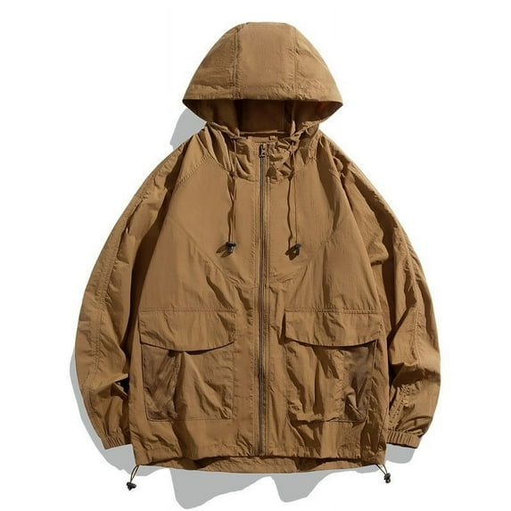 Waterproof Jacket Qiggri Men's Sunscreen Long Sleeved Hooded Lightweight Breathable Jacket