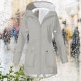 thumbnail image 1 of Waterproof Jacket Women Outdoor Waterproof Fleece Lined Jacket Hooded With Pockets Long Sleeve Hooded Casual Jacket For Cold Wet Weather Women's Down Jacket, 1 of 5