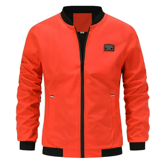 Waterproof Jackets For Men Casual Solid Color Outdoor Lapel Pocket Trench Puffer Jacket Men,Orange,S