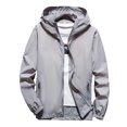 thumbnail image 1 of Waterproof Jackets for Men Lightweight Breathable Outdoor Skin Couples Mens Fall Coats,Grey,S, 1 of 3