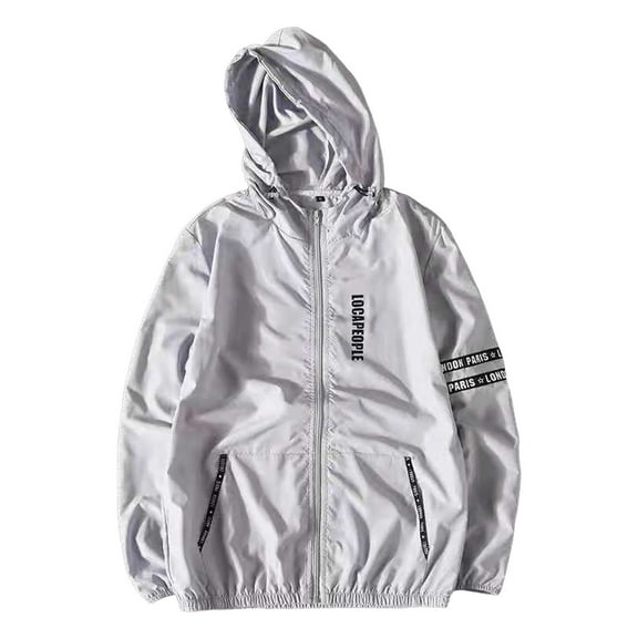 Waterproof Jackets For Men Lightweight Breathable Sun Outdoor Comfortable Mens Workout Jacket,Grey,2XL