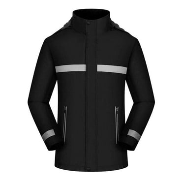 Waterproof Jackets For Men Plus Size Warm Outdoor Wear Reflective Plus Fleece Lined Mens Fall Coats,Black,L