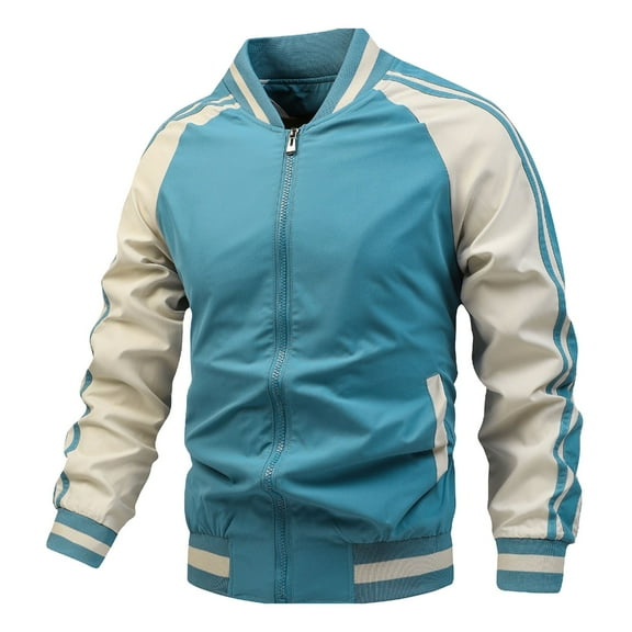 Waterproof Jackets For Men Sports Casual Baseball Collar Slim Fit Straight Jacket,Blue,2XL