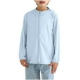 thumbnail image 1 of Waterproof Jackets for Kids New Children's Long Sleeve Running Shirts Sun Protection Full Zip Athletic Jackets Lightweight Zipper Pockets Light Blue 9 Years, 1 of 3