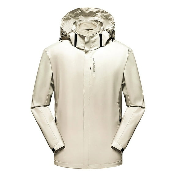 Waterproof Jackets Men 2 in 1 Hoody Coats Fitted Long Sleeve Raincoat Top Fall Winter Training Parker Rain Jacket Loose Windbreaker Activewear Outwear Coat