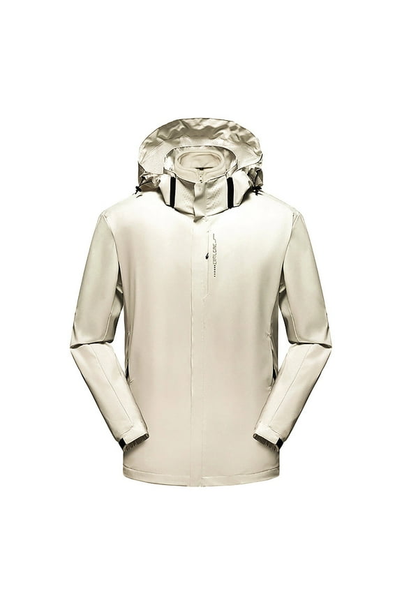 Waterproof Jackets Men 2 in 1 Hoody Coats Fitted Long Sleeve Raincoat Top Fall Winter Training Parker Rain Jacket Loose Windbreaker Activewear Outwear Coat