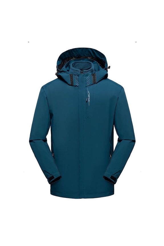 Waterproof Jackets Men 2 in 1 Hoody Coats Fitted Long Sleeve Raincoat Top Fall Winter Training Parker Rain Jacket Loose Windbreaker Activewear Outwear Coat