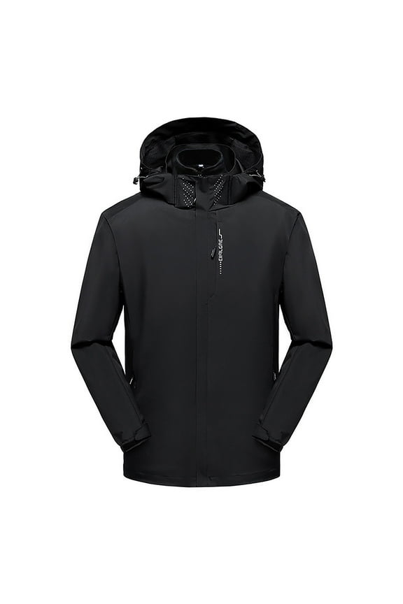 Waterproof Jackets Men 2 in 1 Hoody Coats Fitted Long Sleeve Raincoat Top Fall Winter Training Parker Rain Jacket Loose Windbreaker Activewear Outwear Coat