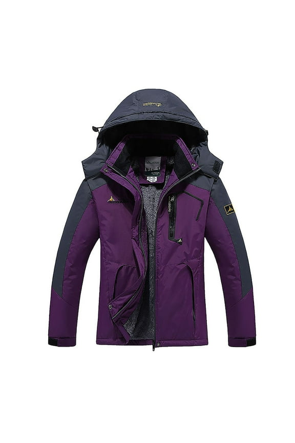 Waterproof Jackets for Women Winter Snow Coat Warm Ski Jacket Hooded Work Outerwear Womens Windbreaker Winter Coat Fleece Inner for Rain Snow Outdoor Hiking PurpleL