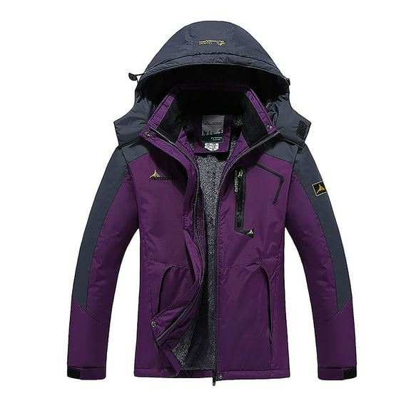Waterproof Jackets for Women Winter Snow Coat Warm Ski Jacket Hooded Work Outerwear Womens Windbreaker Winter Coat Fleece Inner for Rain Snow Outdoor Hiking PurpleXXL
