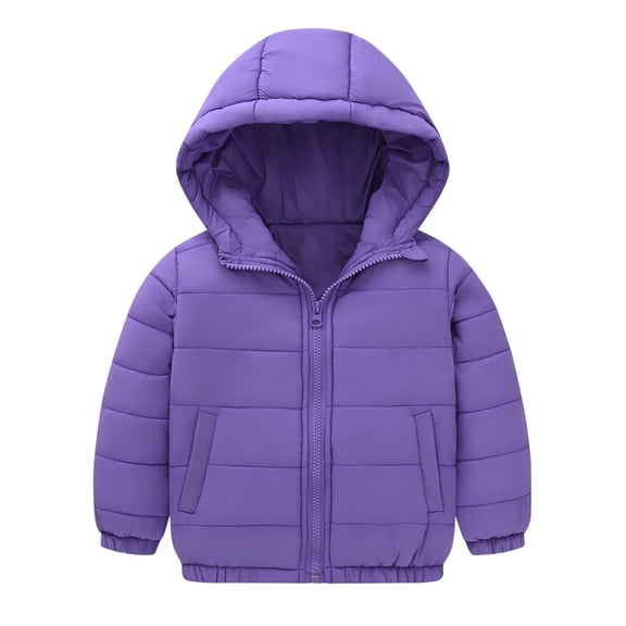 Waterproof Jackets for Kids New Toddler Boys Girls Puffer Jacket down Winter Coats with Hood Kids Lightweight Hooded Padded Outwear Purple 4 Years