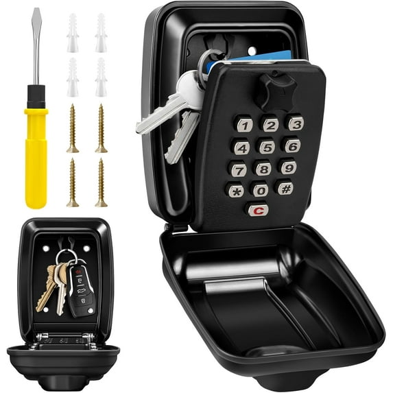 Key Lock Box for Outside, Waterproof Wall Mount Key Lock Box for House Key