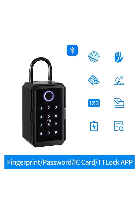 Waterproof Key Safe Fingerprint Bluetooth Key Box Remote Unlock Wall Mount Security Lock Box Safety ,Keyless Entry Deadbolt