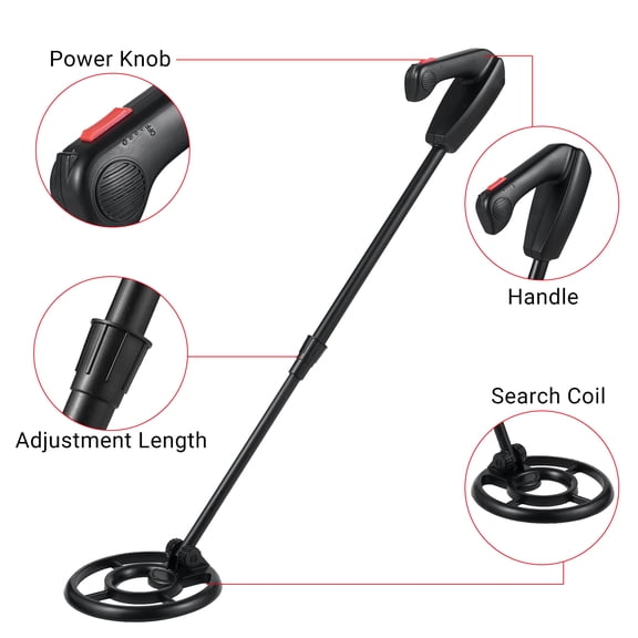 Waterproof Kids Metal Detector Coil Adjustable Stem Treasure Finder Gold Detector 22.2 in / 56.5 cm