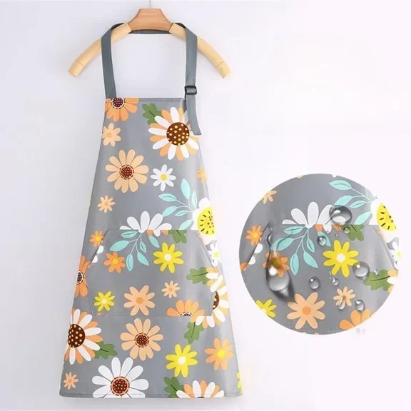 Waterproof Kitchen Apron Adjustable Cooking Apron for Women Oil-Proof Anti-Stain Baking Coffee Restaurant Apron