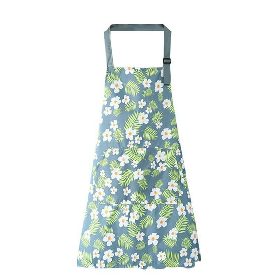 Waterproof Kitchen Apron Hanging Neck Design With Cute Floral Pattern For Cooking Baking Gardening And Cleaning, Fashionable Button Detail Lightweight Breathable Soft