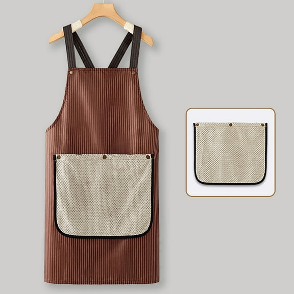 Waterproof Kitchen Apron Set, Includes Apron and 2 Detachable Hand Towels, Cross-Back Straps for Comfortable Wear(Coffee)