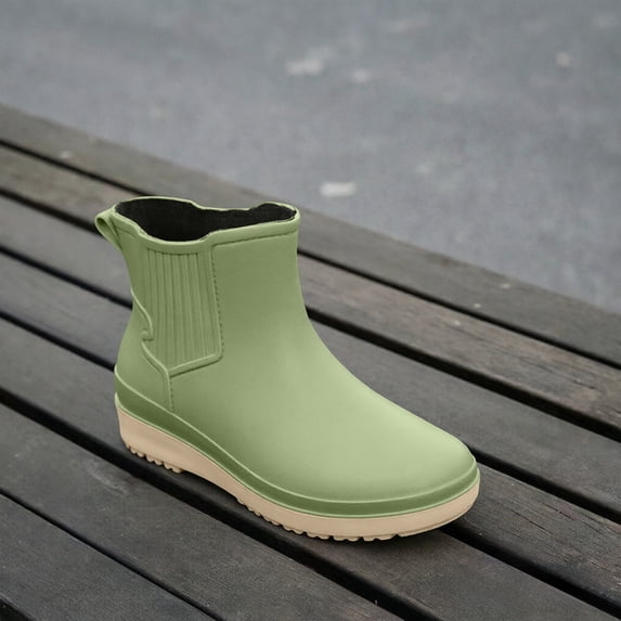 Waterproof Kitchen Boots For Women Summer Short Plastic Rain Shoes Thickened Laundry Overshoes Women's Solid Color Ankle Rain Boots