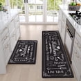 thumbnail image 1 of Waterproof Kitchen Floor Rug Mat, Cushioned Anti-Fatigue Kitchen Rug, Dark Brown Kitchen Rug Mat for Kitchen Office Laundry, Kitchen Mat Sets of 2, Motto Design 17 x 47 + 17 x 30 Inch, 1 of 6