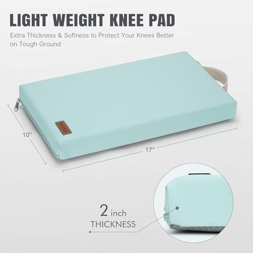 Waterproof Kneeling Pad for Garden or Bath, 2 inch Thick Soft Foam Kneeler Mat for Gardeners Knee Support or Bathtub Bathing Baby with Handle and Removable Cover-Green