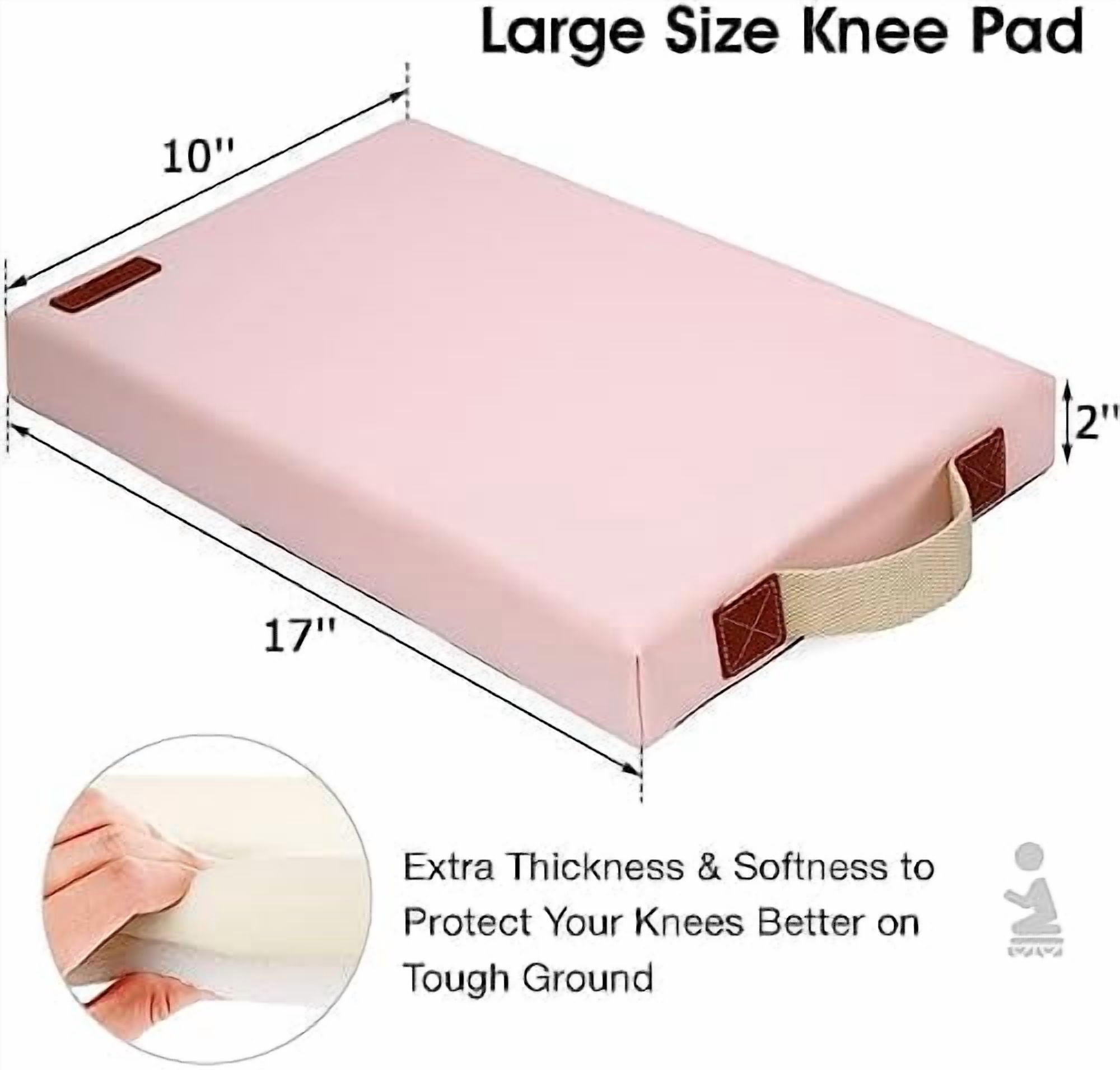 Waterproof Kneeling Pad for Garden or Bath, 2 inch Thick Soft Foam Kneeler Mat for Gardeners Knee Support or Bathtub Bathing with Handle and Removable Cover - Pink