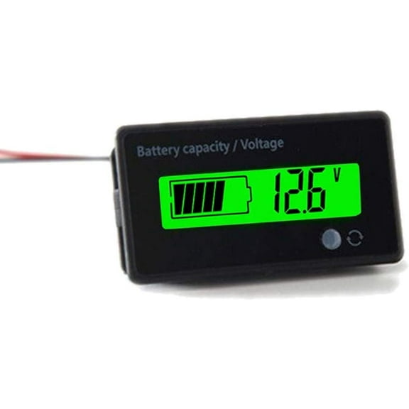 Waterproof LCD Battery Capacity Monitor Gauge Meter,12V/24V/36V/48V Lead Acid Battery Status Indicator,Lithium Battery Capacity Tester Voltage Meter Monitor GREEN Backlight