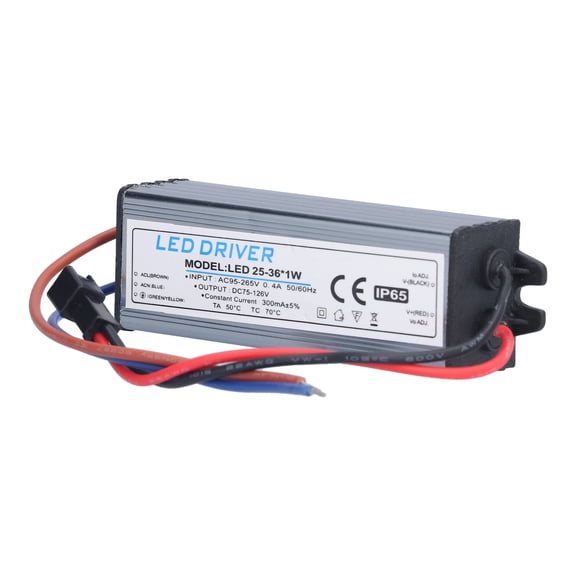 Waterproof LED Driver 25-36x1W Transformer - Constant Current 300mA for DIY Lighting Projects - Aluminum Housing 95-265V Input
