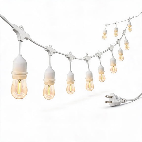 Waterproof LED Outdoor String Lights 48 Ft Dimmable Vintage Edison Bulbs 15 Pack 2W