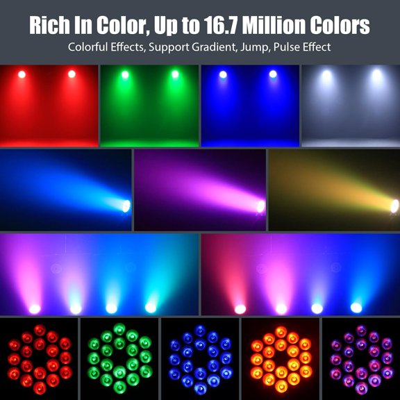 Waterproof LED Par Light 18X18W RGBW IP67 Stage Light, CHENGJIA DMX512 Sound Activated LED Stage Lights for Outdoor Club KTV Music Show Wedding Christmas Church Stage