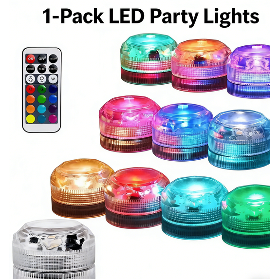 Waterproof LED Party Lights for Slush Machines - 13 Colors & 4 Modes, Mini Remote Control Lights for Parties, Aquariums, Juicers