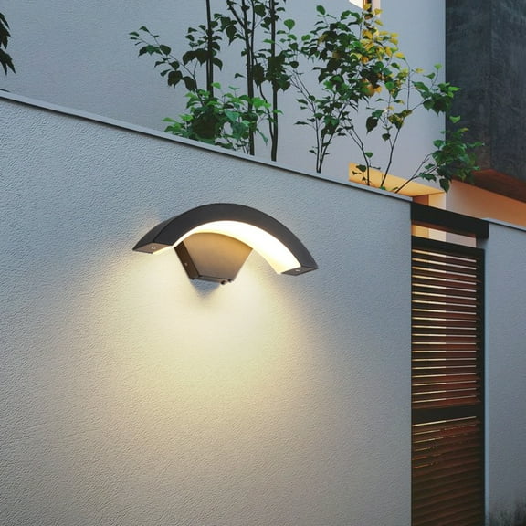Waterproof LED outdoor wall light with motion sensor, dusk-to-dawn, for porch/garden/pathway, modern black/white design