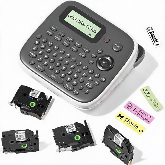 Waterproof Label Maker Machine with Keyboard and Tapes Portable Handheld Design USB-C Powered Grey