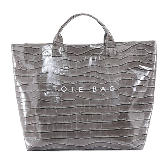 Waterproof Large-Capacity Messenger Bag | Trendy PVC Tote for Commute, Travel, Shopping & Gifts | Tear-Proof with Kraft Paper Inner, Hook-and-Loop Closure | Stylish Crossbody Tote for Women Gray