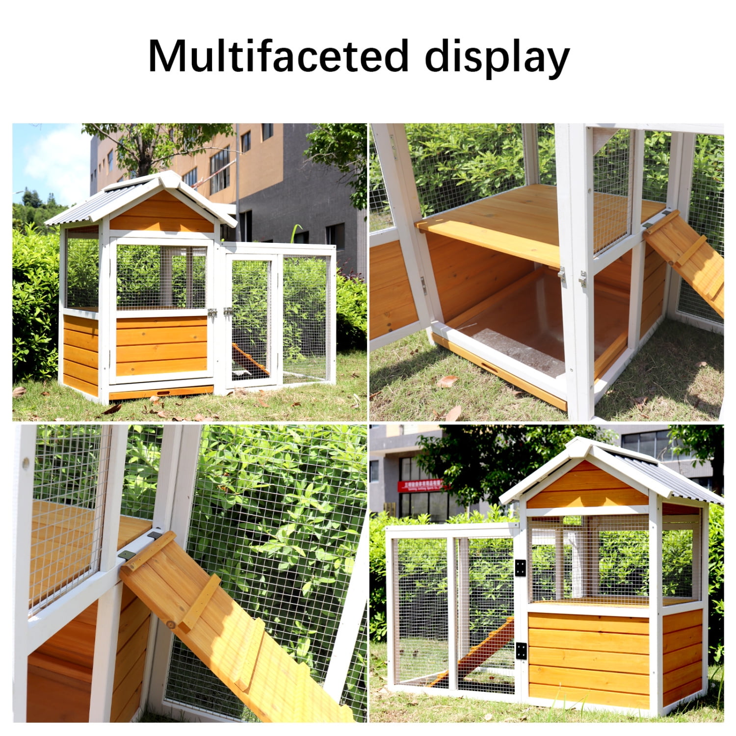 Waterproof Large Wooden Chicken Coop with Nest Box Outdoor Duck Coop