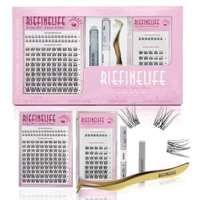 Diy Lash Clusters Kit, Waterproof D Curl Wispy Eyelash Extensions, Soft Natural Individual Lashes, 5-16mm, Thin Band, Black Natural