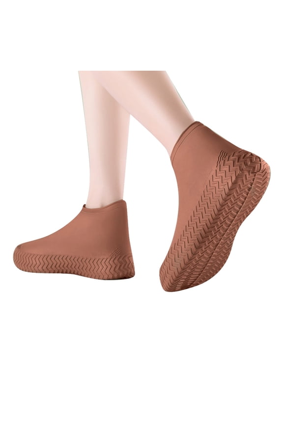 Waterproof Latex Shoe Covers - Brown - Non- Rain Booties for Outdoor, Rainy Days & Muddy Terrain (1 Pair)