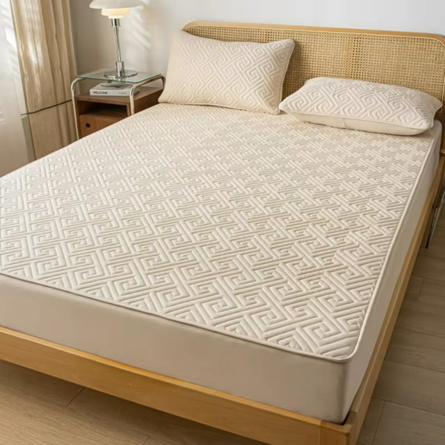 Waterproof Lattice Fitted Sheet Mattress Protector Cover for Twin Full