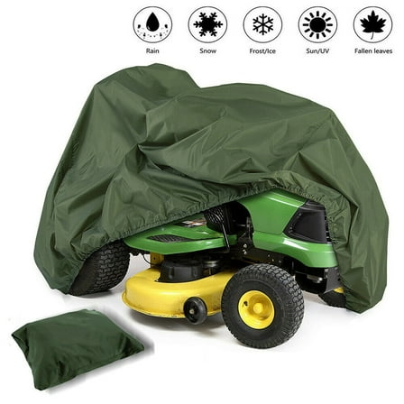 Waterproof Lawn Mower Cover, IC ICLOVER Riding Mower Cover Heavy Duty Mildew Resistant UV Protection Tractor Covers Drawstring Universal Fits Decks up to 54" & Storage Bag - Green