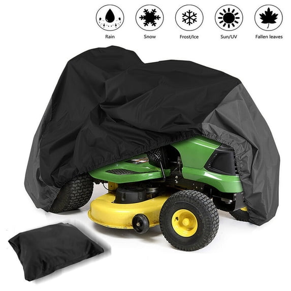 Waterproof Lawn Mower Cover, IC ICLOVER Riding Mower Cover Heavy Duty UV Protection Tractor Covers Drawstring Universal Fits Decks up to 54" & Storage Bag - Black/Gray