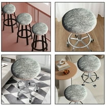 Waterproof Leather Bar Stool Cover Round Seat Slipcover with Elastic Band for Kitchen Dining Counter Height Chairs Beige Gray