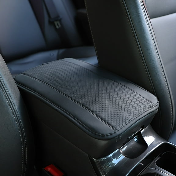 Waterproof Leather Car Armrest Cover, Staron Universal Center Console Protector Pad for Vehicles, Non-Slip Durable Interior Accessory with Easy Installation, Black
