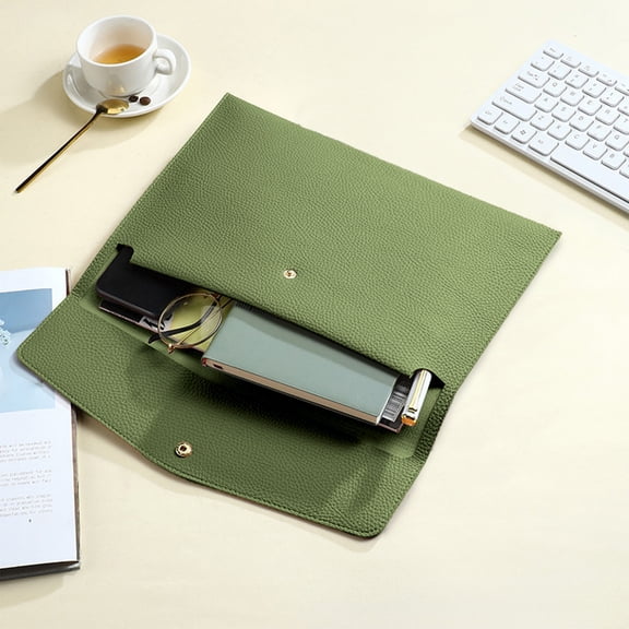 Waterproof Leather Document Bag with Removable Hand Strap, 13" Professional File Folder Envelope Case, Slim Tablet Sleeve & Tech Organizer for Office School & Travel, 0.3 lbs