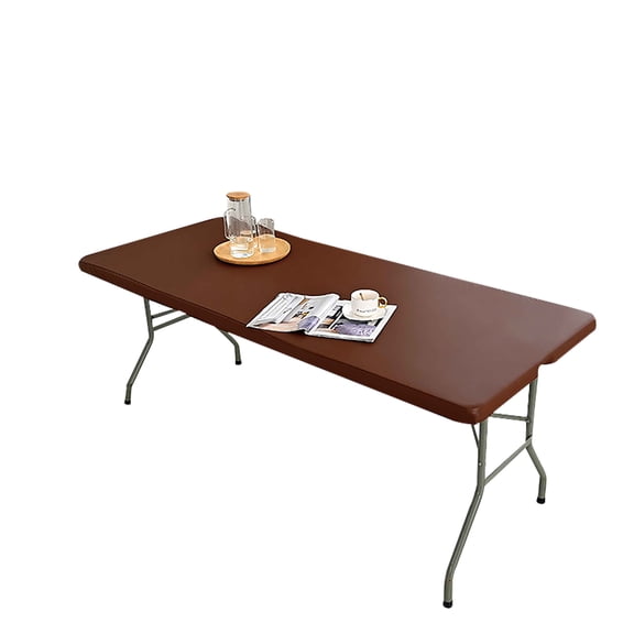 Waterproof Leather Tablecloth Rectangle,Stretch Fitted Tablecloth For Dining Tablecloth,All-Inclusive Table Cover For Party Indoor Outdoor-Coffee-120x60cm(48x24in)