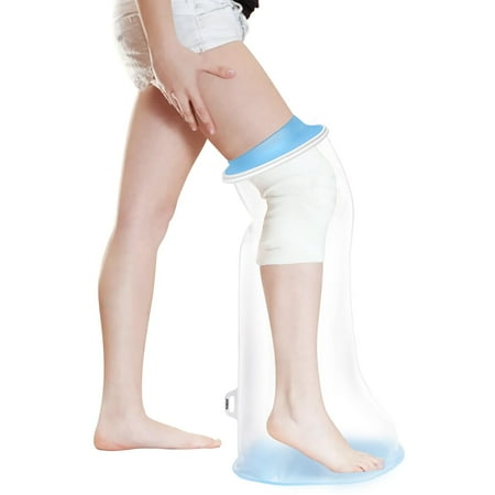 Waterproof Leg Cast Cover for Shower Adult with Non-slip Bottom, Reusable Watertight Cast Protector for Shower Leg for Ankle, Foot, Knee Injuries - Half Leg Covers 28“x14”