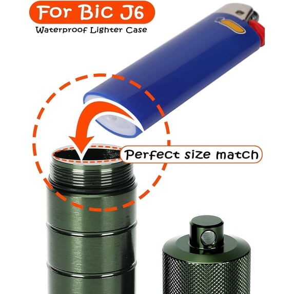Waterproof Lighter Case Cover Holder for BIC Regular Lighters Sleeve Type J6 Outdoor Survival Multipurpose Seal Lighter Pouch for Hiking, Travel, Camping, and Emergency Preparedness