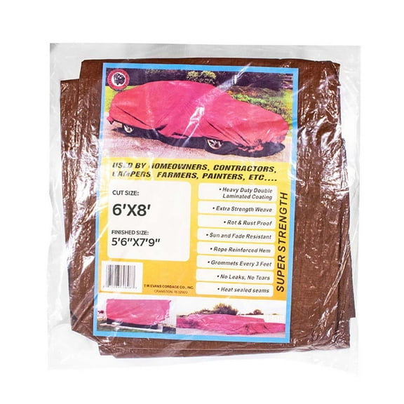 Waterproof Lightweight Brown Multipurpose Poly Tarp - Protection for Boats, Cars, Motor Vehicles, Pools - Woven Polyethylene  Multiple Sizes